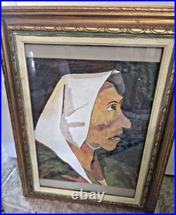 Vintage 1972 Original Watercolor Signed T. Williams Framed Modernist Folk Art