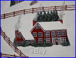 Vintage 1979 American RODMAN PELL Folk Art Primitive Winter Town Oil Painting