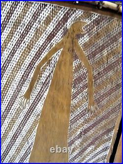 Vintage ABORIGINAL Wood Bark ART RARE Primitive Folk Art Hand Paint MIMI Spirit