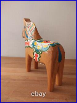 Vintage Akta Hemslojd Painted Swedish Dala Horse Wooden Folk Art brown Large 10
