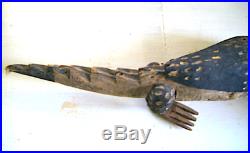 Vintage American Folk Art Carved Painted Wooden Alligator Lizard 2 feet long