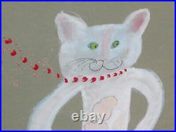 Vintage American Outsider Folk Art Paintings CATS Earl Swanigan STYLE Unsigned