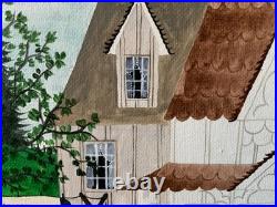 Vintage Amish Folk Art Original Oil Acrylic Painting Quilting Day 17x 29