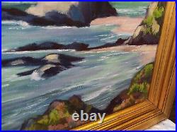 Vintage Antique Stunning California Coast Malibu Ocean Oil on Canvas Painting