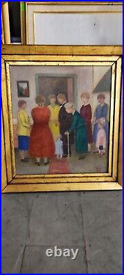 Vintage Art Deco Oil on Board Painting Signed by Artist