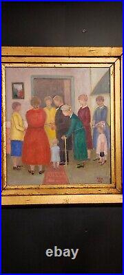 Vintage Art Deco Oil on Board Painting Signed by Artist