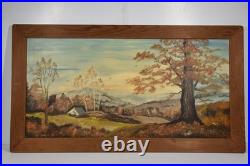 Vintage Art Painting Smoky Mountains Fall Colors Hillside Oak Folk Landscape