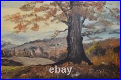 Vintage Art Painting Smoky Mountains Fall Colors Hillside Oak Folk Landscape