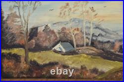 Vintage Art Painting Smoky Mountains Fall Colors Hillside Oak Folk Landscape