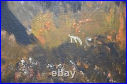 Vintage Art Painting Smoky Mountains Fall Colors Hillside Oak Folk Landscape