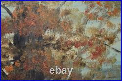 Vintage Art Painting Smoky Mountains Fall Colors Hillside Oak Folk Landscape