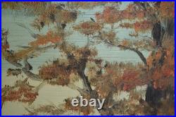 Vintage Art Painting Smoky Mountains Fall Colors Hillside Oak Folk Landscape