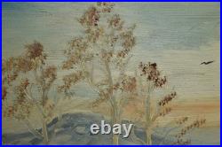 Vintage Art Painting Smoky Mountains Fall Colors Hillside Oak Folk Landscape