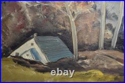 Vintage Art Painting Smoky Mountains Fall Colors Hillside Oak Folk Landscape