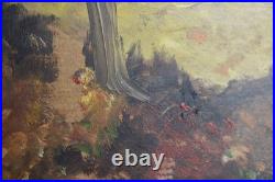 Vintage Art Painting Smoky Mountains Fall Colors Hillside Oak Folk Landscape