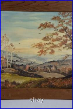 Vintage Art Painting Smoky Mountains Fall Colors Hillside Oak Folk Landscape