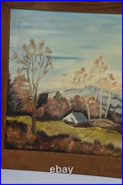 Vintage Art Painting Smoky Mountains Fall Colors Hillside Oak Folk Landscape