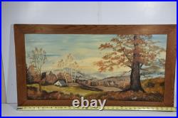 Vintage Art Painting Smoky Mountains Fall Colors Hillside Oak Folk Landscape
