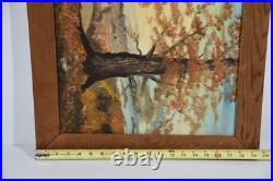 Vintage Art Painting Smoky Mountains Fall Colors Hillside Oak Folk Landscape