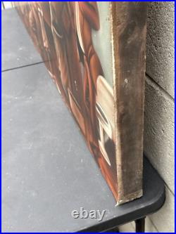 Vintage Black African American Folk Art People Bar Pool Drinking Oil Painting