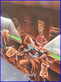 Vintage Black African American Folk Art People Bar Pool Drinking Oil Painting