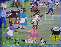Vintage Black Americana Folk Art Naive MAY KUGLER Louisiana Acrylic Painting NR