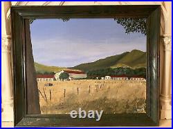 Vintage California Mission Painting Framed Signed Mahoney 29 x 35