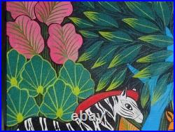 Vintage Cap-Haïtien Naïve Folk Art Painting of a Jungle Paradise By J Souvenir