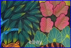 Vintage Cap-Haïtien Naïve Folk Art Painting of a Jungle Paradise By J Souvenir