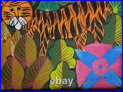 Vintage Cap-Haïtien Naïve Folk Art Painting of a Jungle Paradise By J Souvenir