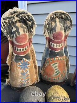 Vintage Carnival Game Cat Rack Punk Lot Of 5 Folk Art Hand Painted With Balls #1