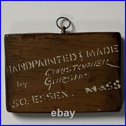Vintage Christopher Gurshin Painting Wood Folk Art Ship Schooner Pinky Essex MA