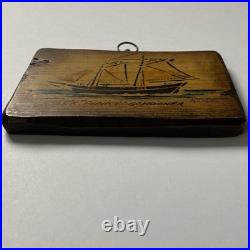 Vintage Christopher Gurshin Painting Wood Folk Art Ship Schooner Pinky Essex MA