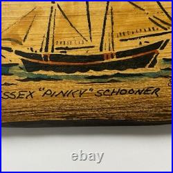 Vintage Christopher Gurshin Painting Wood Folk Art Ship Schooner Pinky Essex MA
