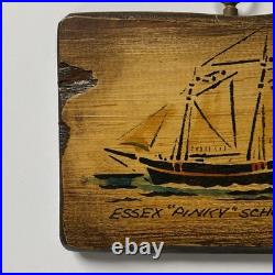 Vintage Christopher Gurshin Painting Wood Folk Art Ship Schooner Pinky Essex MA