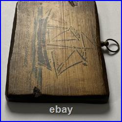 Vintage Christopher Gurshin Painting Wood Folk Art Ship Schooner Pinky Essex MA