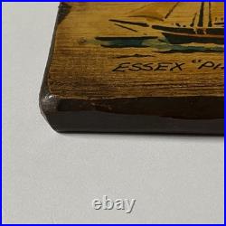 Vintage Christopher Gurshin Painting Wood Folk Art Ship Schooner Pinky Essex MA
