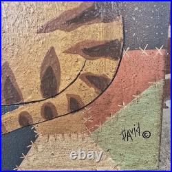 Vintage David Harden Folk Art Cat Print Painting Primitive