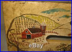 Vintage Eveline Roberge Listed Newport Rhode Island View Folk Art Painting Stool