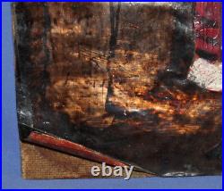 Vintage Expressionist Woman Bulgarian Folk Costume Oil Painting