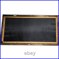 Vintage Felix Signed Black Velvet Pirate Ship Painting Mexico Carved Wood Frame