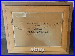 Vintage Folk Art American Primitive Scene Oil Painting Signed And Framed