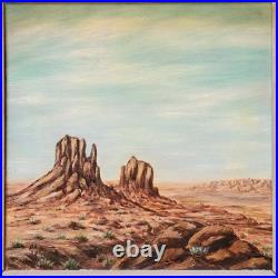 Vintage Folk Art Desert Oil Painting Arizona Western Americana David B Isaac