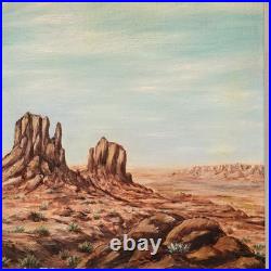 Vintage Folk Art Desert Oil Painting Arizona Western Americana David B Isaac