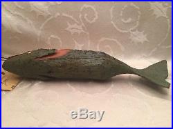 Vintage Folk Art Driftwood Bass Fish Wood Carved Painted Large 15 Hutchison Tex