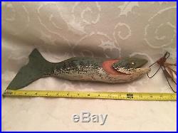 Vintage Folk Art Driftwood Bass Fish Wood Carved Painted Large 15 Hutchison Tex