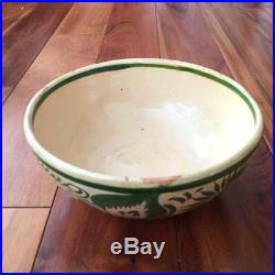Vintage Folk Art Hand-painted Mexican Redware Pottery Nesting Bowls