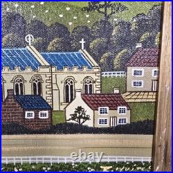 Vintage Folk Art Oil Painting Signed R Lyuins Church Landscape 8x10 Original