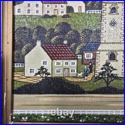 Vintage Folk Art Oil Painting Signed R Lyuins Church Landscape 8x10 Original