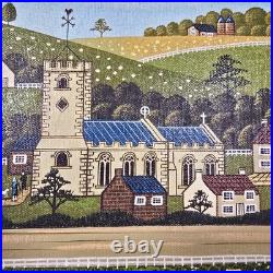 Vintage Folk Art Oil Painting Signed R Lyuins Church Landscape 8x10 Original